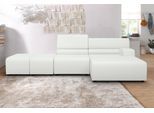 Ecksofa EGOITALIANO "Babouche, Designsofa mit außergewöhnlichem Sitzkomfort zum Wohlfühlen", weiß, B:384cm T:98cm, Leder »BULL« (echtes Rindsleder). Geschliffenes, pigmentiertes und behandeltes Rindsleder mit einer Dicke von 1, 3-1, 5 mm. Dieses Leder zeigt eine ziemlich weiche Hand mit einem halb undurchsichtigen Aussehen. Es handelt sich um ein geschütztes Leder. Eine leichte Deckschicht schützt