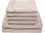 Handtuch Set DYCKHOFF "Gloss", rosa (rose), 6 Stk., Walkfrottier, Walkfrottier, Obermaterial: 100% Baumwolle, Handtuch-Sets, Handtuch Set, 4 Handtücher (50x100cm), 2 Duschtücher (70x140cm)
