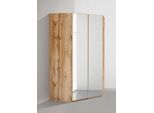 Eckkleiderschrank WIMEX "New York", braun (plankeneichefarben), B:90cm H:208cm T:56cm, Schränke, Eckkleiderschrank, mit Spiegeltüren und LED Leuchte