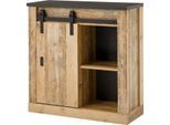 Regal HOME AFFAIRE "SHERWOOD", braun (old style hell dekor), B:93cm H:91cm T:38cm, Holzwerkstoff, Regale, Regal, modernes Holz Dekor, mit Scheunentorbeschlag aus Metall, Breite 93 cm