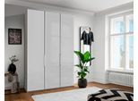 Falttürenschrank WIEMANN "Monaco", grau (kieselgrau, dekor, glas weiß), B:148,4cm H:236cm T:58cm, Floatglas, Holzwerkstoff, Schränke, Falttürenschrank, mit Glasfront sowie hochwertigen Beschlägen