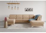 Wohnlandschaft SIT & MORE "Sinatra U-Form", braun (macchiato), B:326cm H:85cm T:220cm, 100% Polyester, Sofas, Wohnlandschaft, optional mit Kopfteilverstellung und Armteilfunktion etc.