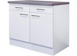Unterschrank FLEX-WELL "Kopenhagen", weiß (weiß matt, beton grau), B:100cm H:86cm T:57cm, Holzwerkstoff, Schränke, Unterschrank, (B x H x T) 100 x 86 x 60 cm, für viel Stauraum