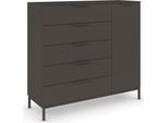 Kombikommode RAUCH "Kommode Türkommode Sideboard Kombikommode FLIPP", grau (graphit), B:120cm H:111cm T:42cm, Holzwerkstoff, Sideboards, Kombikommode, 1-türig mit 5 Schubladen und Soft-Close-Funktion