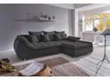 Ecksofa HOME AFFAIRE "Imola, bequem, aktuelle Steppung im Sitz, L-Form, Breite 270cm", schwarz, B:270cm H:90cm T:170cm, Microfaser PRIMABELLE (100% Polyester) / Struktur (82% Polyester, 9% Viscose, 7% Baumwolle, 2% Nylon);Kunstleder SOFTLUX / Struktur (82% Polyester, 9% Viscose, 7% Baumwolle, 2% Nylon);Cord (93% Polyester, 7% Polyamid), Sofas, Ecksofa, wahlweise mit Bettfunktion
