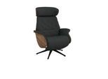 Relaxsessel FLEXLUX "Volden elektrischer Funktionsessel", grau (dervit grau), B:81cm H:111cm T:90cm, 100% Polyester, Sessel, Relaxsessel, Größe M, Rücken & Fußteil elektrisch, Akku, Arml. Walnuss, Fuß schwarz
