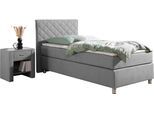 Boxspringbett HOME AFFAIRE "Bernard, in verschiedenen Breiten", grau, B:108cm L:208cm, Komplettbetten, Boxspringbett, inkl. Topper, Matratze in H2, H3 oder H4 erhältlich