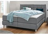Boxspringbett HOME AFFAIRE "Salo", grau, B:174cm L:211cm, Struktur (100% Polyester);Bezug der Spiegelfläche Matratzendrell aus 100% Polyester;Samtoptik (100% Polyester), Komplettbetten, Boxspringbett, incl. Topper, 6 Breiten, 2 Härtegrade, TFK auch in Härtegrad 4