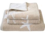 Handtuch Set DYCKHOFF "Maritim, Starfish", beige (greige), 3 Stk., Frottier, Frottier, Obermaterial: 100% Baumwolle, Handtuch-Sets, Handtuch Set, 2 Handtücher (50x100cm), 1 Duschtuch (70x140cm)