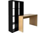 Regal-Schreibtisch OTTO HOME "Triest, Computertisch mit Raumtrenner, Breite 156 cm", eichenfarben, schwarz, schwarz, eiche, B:156cm H:146cm T:59cm, Tische, Regal-Schreibtisch, Regalelement flexibel montierbar, 6 Fächer, Tischbreite 120 cm