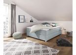 Boxbett HOME AFFAIRE "Alexis", blau (petrol), B:160cm L:220cm, Struktur fein (100% Polyester), Komplettbetten, Boxbett, ohne Kopfteil - ideal für Räume mit Dachschrägen; in 4 Breiten