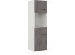 Backofen/Kühlumbauschrank IMPULS KÜCHEN "Prag", Breite/Höhe: 60/205,1 cm", grau (beton, optik schiefer dunkelgrau), B:60cm H:205,1cm T:57,6cm, Dekorfolie, Holzwerkstoff, Schränke, Backofen/Kühlumbauschrank, vormontiert, mit Drehtüren