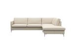 Ecksofa FLEXLUX "Fiore, L-Form, bequem und komfortabel durch hochwertigem Sitzaufbau", weiß (warm weiß), B:266cm H:85cm T:225cm, 100% Echteder, Sofas, Ecksofa, schmale Armlehnen, Kaltschaum, Füße Alu
