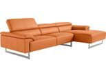 Ecksofa EGOITALIANO "Malika, edel und bequem, Designsofa mit hochwertigen Bezügen, L-Form", orange, B:287cm H:94cm T:165cm, Leder »BULL« (echtes Rindsleder). Geschliffenes, pigmentiertes und behandeltes Rindsleder mit einer Dicke von 1, 3-1, 5 mm. Dieses Leder zeigt eine ziemlich weiche Hand mit einem halb undurchsichtigen Aussehen. Es handelt sich um ein geschütztes Leder. Eine leichte Deckschich