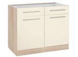 Unterschrank WIHO KÜCHEN "Flexi2", beige (front: magnolia, korpus: sonoma eiche), B:100cm H:82cm T:57cm, Schränke, Unterschrank, Breite 100 cm