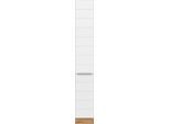 Apothekerschrank KOCHSTATION "KS-Luhe", weiß (weiß matt, wotaneiche), B:30cm H:200cm T:60cm, MDF, Schränke, Apothekerschrank, 30 cm breit, hochwertige MDF-Fronten mit waagerechter Lisene