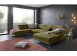 Wohnlandschaft SIT & MORE "Percy U-Form", grün, B:343cm H:80cm T:235cm, Sofas, Wohnlandschaft, 15 cm Fußhöhe, Sitztiefenverstellung, wahlweise in 2 Fußfarben