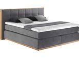 Boxspringbett HOME AFFAIRE "Vinton", grau (steel), B:200cm L:213cm, Komplettbetten, Boxspringbett, aus massiver Eiche, verschiedene Härtegrade (auch H4)