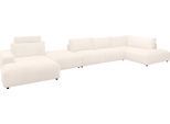 Wohnlandschaft MUSTERRING "Lucia U-Form", weiß, B:504cm H:81cm T:204cm, Sofas, Wohnlandschaft, Cord-Bezug, inklusive Kopfstütze, Gesamtbreite 524 cm