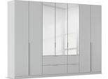 Drehtürenschrank OTTO HOME "Kleiderschrank Schrank Garderobe AGORDO mit Dekor- oder Hochglanzfront", grau (seidengrau), B:315cm H:229cm T:54cm, Holzwerkstoff, Schränke, Drehtürenschrank, mit Außenschubkästen, in 7 Breiten und 2 Höhen MADE IN GERMANY
