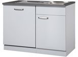 Spülenschrank WIHO KÜCHEN "Michigan", grau (front und korpus: steel grau, arbeitsplatte: granit grau), B:110cm H:85cm T:60cm, Schränke, Spülenschrank
