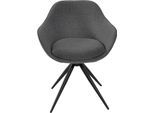 Drehstuhl K+W KOMFORT & WOHNEN "ZOOM", grau (grau 80), B:60cm H:83cm T:57cm, Stühle, Drehstuhl, 4-Fuß Drehstuhl mit Gestell aus Metall schwarz Struktur