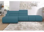 Ecksofa EGOITALIANO "Babouche, Designsofa mit außergewöhnlichem Sitzkomfort zum Wohlfühlen", blau (türkis), B:384cm T:98cm, Leder CAREZZA (echtes Rindsleder) ist ein Naturleder, dass die ursprünglichen Eigenschaften der Haut nicht verändert. Das Vorhandensein von verheilten Narben, Körnungsunterschiede, Falten, Adern, Unterschiede in den Farbtönen und andere Spuren, die die Natur auf diesen Fellen