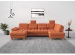 Wohnlandschaft SIT & MORE "Westham U-Form", orange (terra), B:338cm H:88cm T:172cm, 90% Polyester 10%Polyamid, Sofas, Wohnlandschaft, wahlweise mit Bettfunktion, Bettkasten, Sitztiefenverstellung