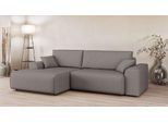Ecksofa HOME AFFAIRE "Santenay mit Bettfunktion und Bettkasten, Maße: B/T/H 266/164/90 cm", grau (taupe), B:266cm H:90cm T:164cm, 100% Polyester, Sofas, Ecksofa, L-Form mit Wellenfederung, Schlaffläche: 140x213 cm, auch in Cord