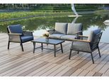 Gartenlounge-Set GARDEN PLEASURE "Lounge-Gruppe »DENIA«", beige (natur, dunkelgrau), Aluminium, Sitzmöbel-Sets, Gartenlounge-Set, 2 Sessel, 1 Sofa, Tisch LxB: 55,5x100 cm, inkl grauen Kissen