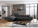 Ecksofa W.SCHILLIG "piedroo, Designsofa mit tollem Sitzkomfort, bequem und elegant, L-Form", grau (anthrazit s37), B:343cm H:70cm T:193cm, Stoff S37 (100% Polyester): Luxus-Microfaser in Lederoptik, Sofas, Ecksofa, Kopfteilverstellung, wahlweise mit Sitztiefenverstellung, Breite 343cm