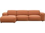 Ecksofa FLEXLUX "Lucera bequem und komfortabel durch hochwertigen Sitzaufbau, L.Form", braun (modern cognac braun), B:284cm H:73cm T:171cm, 100% Echteder, Sofas, Ecksofa, modern & anschmiegsam, Kaltschaum, Stahl-Wellenunterfederung