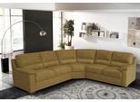 Ecksofa EGOITALIANO "Doris, modernes Designerecksofa in hochwertigen Microfaserqualitäten", gelb (senf), B:266cm H:90cm T:246cm, Luxus-Micofaser CASHMERE in Lederoptik (100% Polyester) ist ein neues technisches Gewebe mit einem visuellen und taktilen Aspekt, der dem Nubuk sehr nahe kommt, mit innovativen Eigenschaften. Seine außerordentliche Weichheit kommt von einem exklusiven Produktionsprozess,