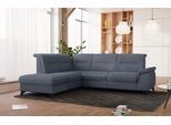 Ecksofa SIT & MORE "Astoria L-Form", grau (grau, blau), B:256cm H:91cm T:225cm, 100% Polyester, Sofas, Ecksofa, wahlweise mit motorischer Relaxfunktion