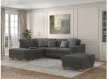 Ecksofa SIT & MORE "Dundee L-Form", grau, B:263cm H:86cm T:219cm, Sofas, Ecksofa, mit Federkern und Massivholzfüßen, wahlweise mit Kopfteilverstellung