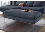 Hocker W.SCHILLIG "enjoy&MORE", blau (marine r66), B:151cm H:45cm T:71cm, Chenille-Flachgewebe R66 (85% Polyester, 15% Nylon);Longlife Xtra-Leder Z59: Glattleder mit modischer Prägung. Hautstärke 0, 9 - 1, 1 mm;Stoff S37 (100% Polyester), Hocker, Hocker, Füße Chrom glänzend, Breite 151 cm