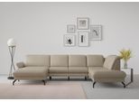 Wohnlandschaft SIT & MORE "Fashion U-Form", beige, B:338cm H:84cm T:207cm, Sofas, Wohnlandschaft, wahlweise mit Kopfteilverstellung, Vorziehsitz, motorisch, Metallfüße