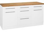Unterschrank WIHO KÜCHEN "Unna", weiß (front und korpus: weiß, arbeitsplatte: kastelleiche), B:150cm H:85cm T:60cm, Schränke, Unterschrank, 150 cm breit