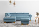 Ecksofa HOME AFFAIRE "Lindgren L-Form", blau (eisblau), B:249cm H:84cm T:217cm, 100% Polyester, Sofas, Ecksofa, wahlweise mit TV-Funktion, Stauraum und Kopfteilverstellung