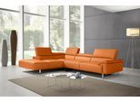 Ecksofa EGOITALIANO "Malika, elegant und bequem, Designsofa, L-Form", orange, B:300cm H:94cm T:107cm, Leder »BULL« (echtes Rindsleder). Geschliffenes, pigmentiertes und behandeltes Rindsleder mit einer Dicke von 1, 3-1, 5 mm. Dieses Leder zeigt eine ziemlich weiche Hand mit einem halb undurchsichtigen Aussehen. Es handelt sich um ein geschütztes Leder. Eine leichte Deckschicht schützt sie vor Flec