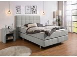Boxspringbett HOME AFFAIRE "Loomis", grau (hellgrau), B:158cm L:210cm, Komplettbetten, Boxspringbett, inkl. Topper, wahlweise in H2, H3 oder H4 erhältlich
