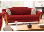 3-Sitzer HOME AFFAIRE "Milano, bequemes Sofa mit geschwungenen Armlehnen, Landhaus-Stil", rot, B:190cm H:83cm T:81cm, Chenille (70% Polyacryl, 30% Polyester);Chenille (70% Polyacryl, 30% Polyester) auf Korpus und Zierkissen, Sitz und Rücken im Blumenmuster »Paradise« (100% Polyester), Sofas, 3-Sitzer