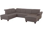 Wohnlandschaft HOME AFFAIRE "Solvei U-Form", braun, B:342cm H:104cm T:235cm, Struktur (100% Polyester);Luxus-Microfaser Lederoptik (100% Polyester);Luxus-Microfaser ALTARA NUBUCK (100% Polyester), Sofas, Wohnlandschaft, Sitztiefenverstellung und Federkern, wahlweise Kopfteilverstellung