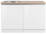 Spülenschrank KOCHSTATION "KS-Ohio", weiß (weiß hochglanz, weiß), B:120cm H:85cm T:60cm, Schränke, Spülenschrank, Breite 120 cm, mit Tür/Sockel für Geschirrspüler