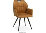 Esszimmerstuhl OMG DESIGN "Puck", cognac, schwarz, cognac, B:57cm H:89,5cm T:61,5cm, Polyester, Stühle, Esszimmerstuhl, Esszimmerstuhl, pflegeleichter Bezug