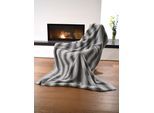 Wohndecke MESANA "Lupo", grau, B:150cm L:200cm, Polyester, Wohndecken, Wohndecke, aus hochwertigem Fellimitat, Kuscheldecke, 150x200 cm
