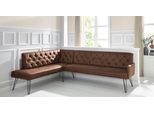 Eckbank EXXPO - SOFA FASHION "Doppio, Chesterfield Optik, komfortabel und bequem, hohe Designfüße", braun (cognac), B:197cm H:90cm T:255cm, 100% Polyester, Sitzbänke, Eckbank, Frei im Raum stellbar