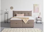 Boxbett HOME AFFAIRE "Kederleicht", grau (taupe), B:195cm L:213cm, Komplettbetten, Boxbett, inklusive Bettkasten & Topper, in 4 Breiten und 2 Härtegraden