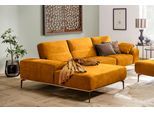 Ecksofa W.SCHILLIG "run, Designsofa mit tollem Sitzkomfort, bequem, L-Form", gelb (brandy s37), B:319cm H:88cm T:178cm, Longlife Xtra-Leder Z73: Naturwalkleder der Luxusklasse aus den erlesensten Rohhäuten. Hautstärke 1, 1 – 1, 3 mm;ROHLEDER Jacquard-Flachgewebe Q2 W60 (63% Polyester, 37% Polyacryl);ROHLEDER Chenille-Flachgewebe Q2 W77 (68% Polyacryl, 32% Polyester);Stoff S37 (100% Polyester), Sof