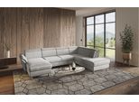Wohnlandschaft HOME AFFAIRE "Calypso U-Form", grau (hellgrau), B:334cm H:85cm T:227cm, 100%Polyester, Sofas, Wohnlandschaft, wahlweise mit motorischer Relaxfunktion